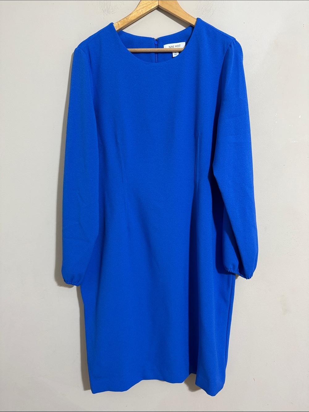 Nine West Long Sleeve Shift Dress Cobalt Blue 16 Career Minimalist Daytime Event